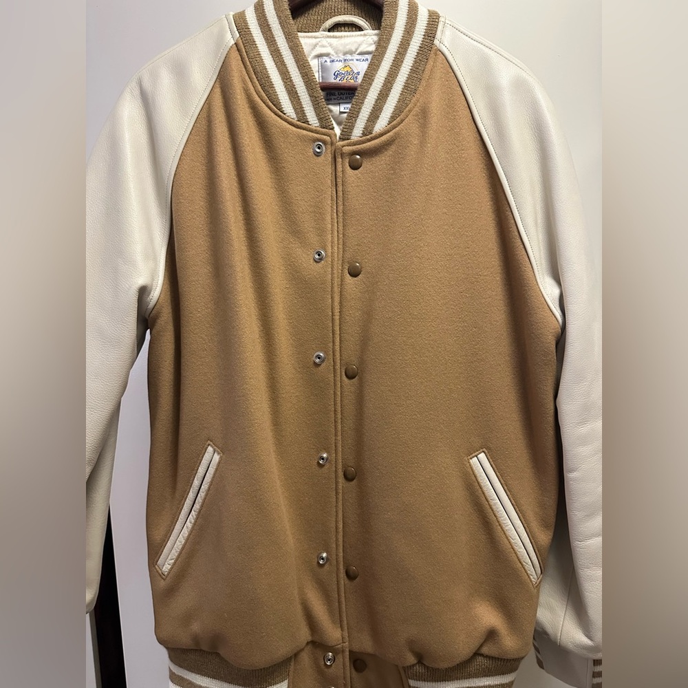 Golden Bear Tan and Cream Bomber Jacket
